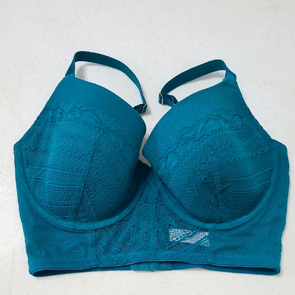Auden Teal Lightly Lined Demi Coverage Lace Bra size 36DD - Picture 1 of 7